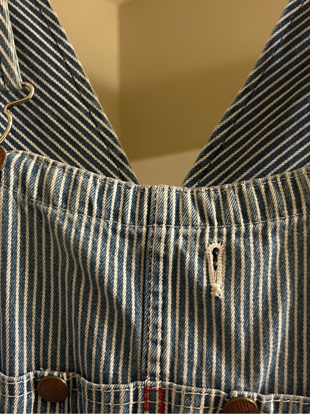 Roundhouse vintageBlue and White Striped unisex Denim overalls.